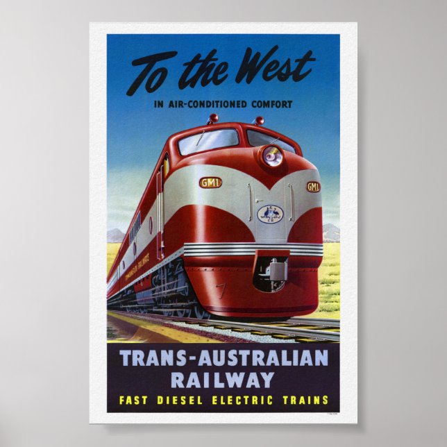 Póster de viaje del ferrocarril de Australia Occid (Frente)