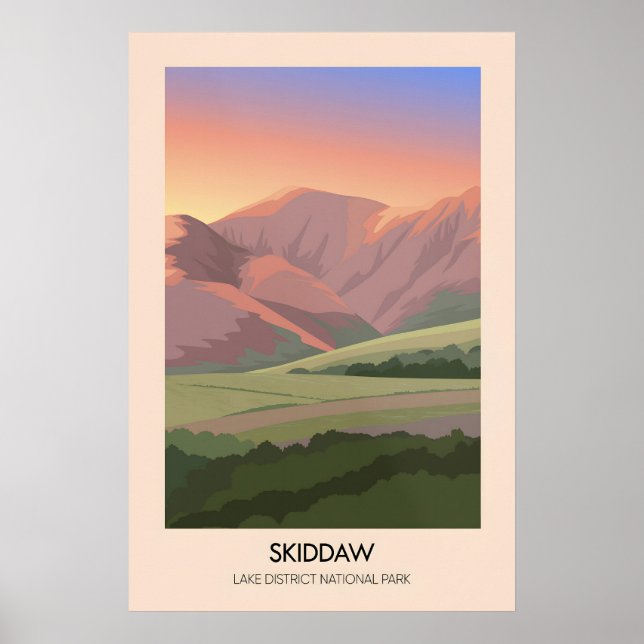Póster de viaje del lago Skiddaw District (Frente)