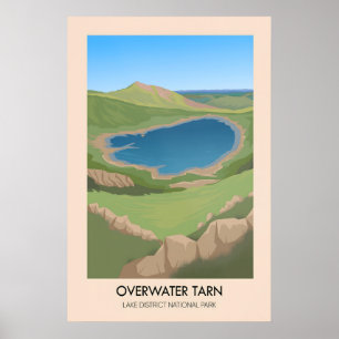 Póster de viaje del lago Tarn Overwater Distrito