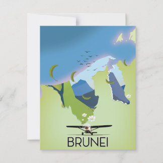 Póster de viaje del mapa de Brunéi