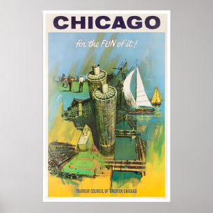 Póster de viaje del mapa de Chicago, impresión de