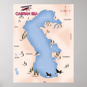 Póster de viaje del mapa de estilo vintage del Mar