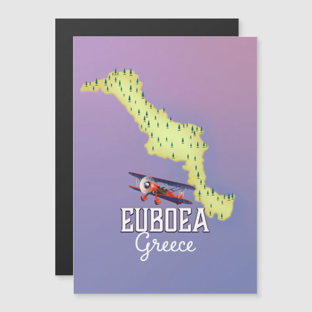 Póster de viaje del mapa de Eubea Grecia (Anverso/Reverso)