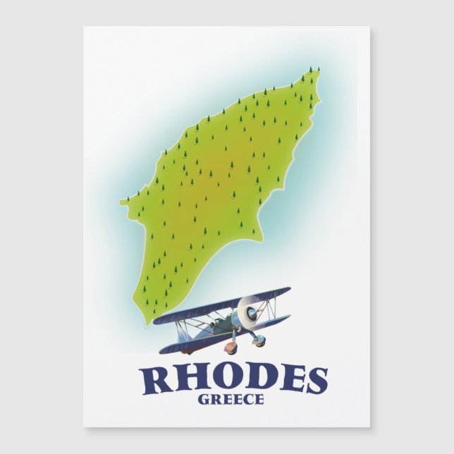 Póster de viaje del mapa de la isla de Rodas, Grec (Anverso)