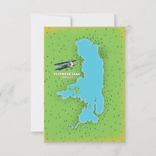 Póster de viaje del mapa del lago Flathead Montana