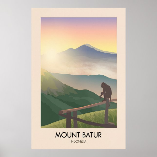 Póster de viaje del Monte Batur Bali (Frente)