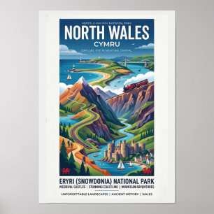 Póster de viaje del norte de Gales