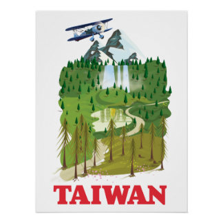 Póster de viaje del paisaje de Taiwán