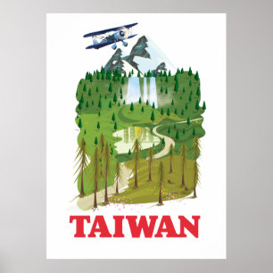 Póster de viaje del paisaje de Taiwán
