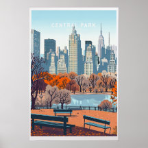 Póster de viaje del Parque Central de Nueva York -