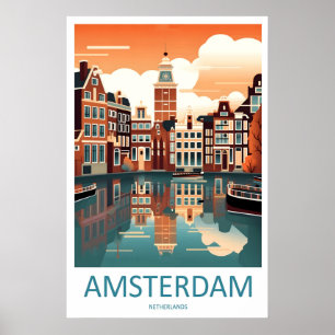 Póster de viaje del parque de Amsterdam Vintage Sk