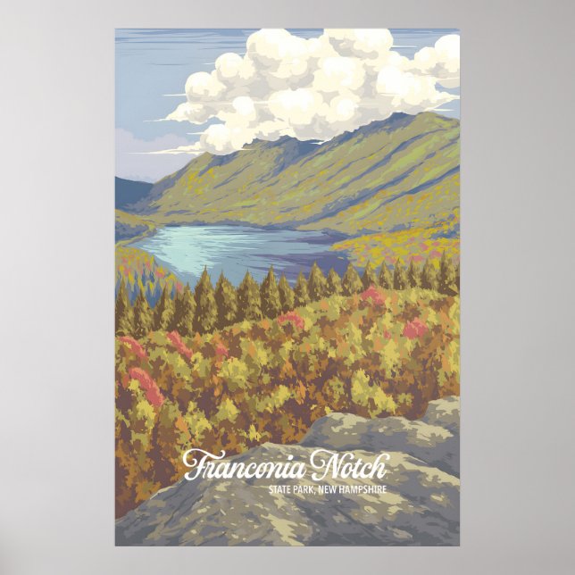 Póster de viaje del parque estatal Franconia Notch (Frente)