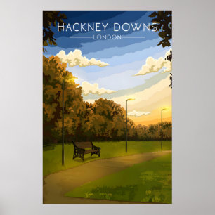 Póster de viaje del parque londinense Hackney Down