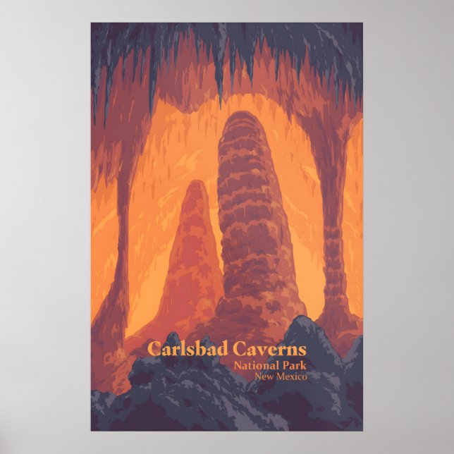 Póster de viaje del Parque Nacional Carlsbad Caver (Frente)