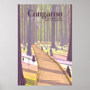 Póster de viaje del Parque Nacional Congaree