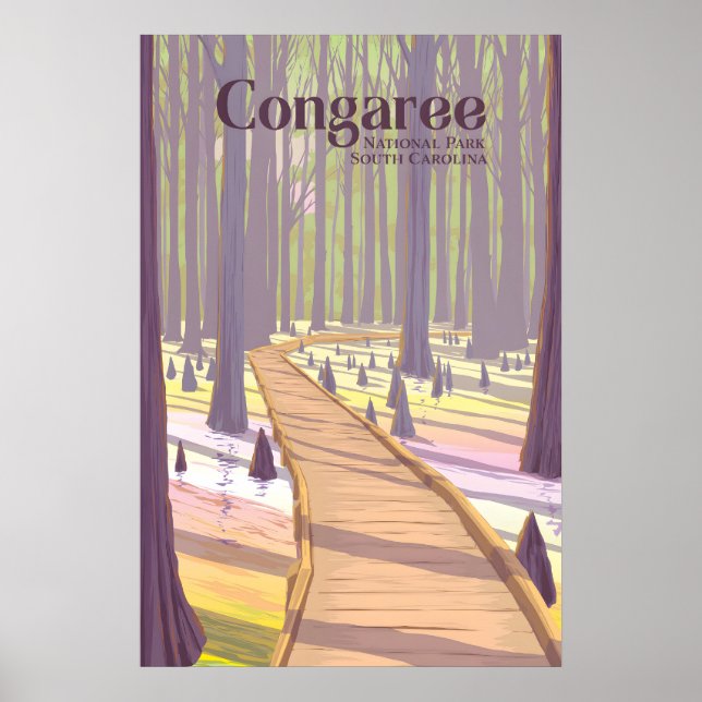 Póster de viaje del Parque Nacional Congaree (Frente)