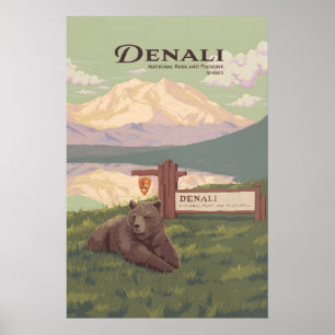Póster de viaje del Parque Nacional Denali