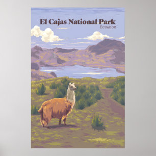 Póster de viaje del Parque Nacional El Cajas Ecuad