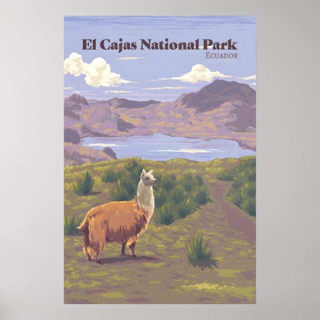 Póster de viaje del Parque Nacional El Cajas Ecuad (Frente)