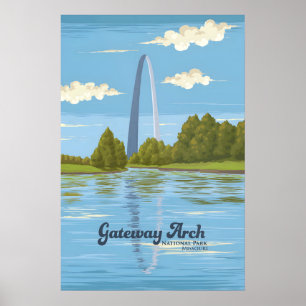 Póster de viaje del Parque Nacional Gateway Arch