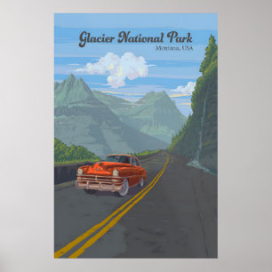 Póster de viaje del Parque Nacional Glaciar