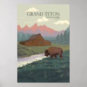 Póster de viaje del Parque Nacional Grand Teton