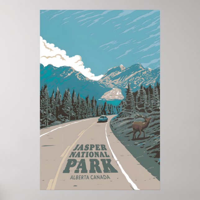 Póster de viaje del Parque Nacional Jasper (Frente)