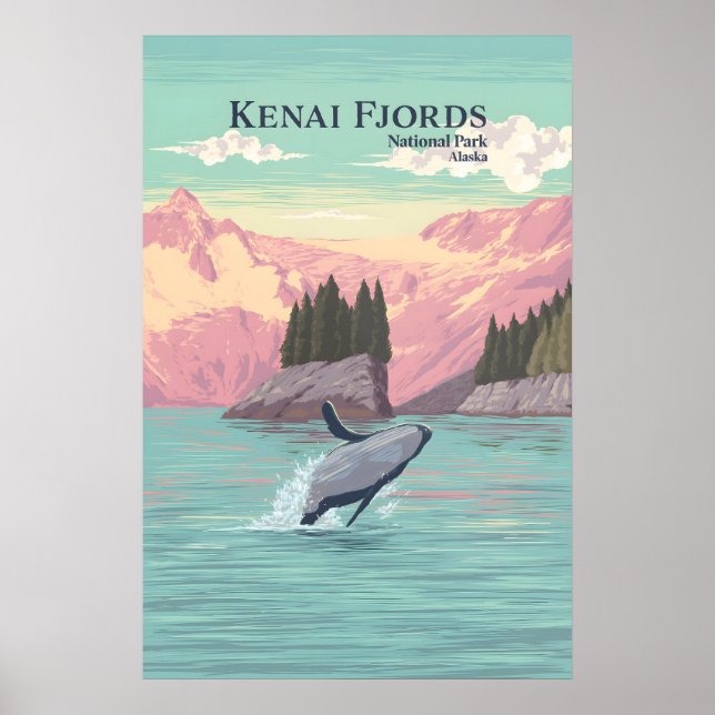 Póster de viaje del Parque Nacional Kenai Fjords (Frente)