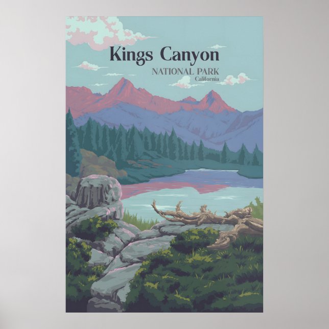 Póster de viaje del Parque Nacional Kings Canyon (Frente)
