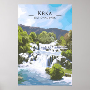 Póster de viaje del Parque Nacional Krka Croacia