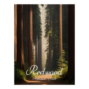 Póster de viaje del Parque Nacional Redwood EE. UU