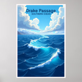 Póster de viaje del Pasaje de Drake Océano Austral