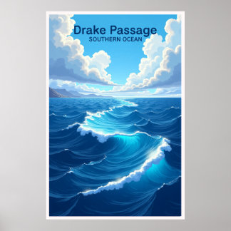 Póster de viaje del Pasaje de Drake Océano Austral