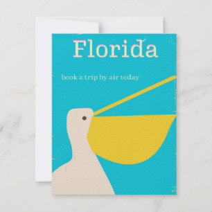 Póster de viaje del pelícano de Florida vintage