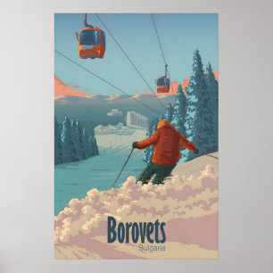 Póster de viaje del resort de esquí Borovets Bulga