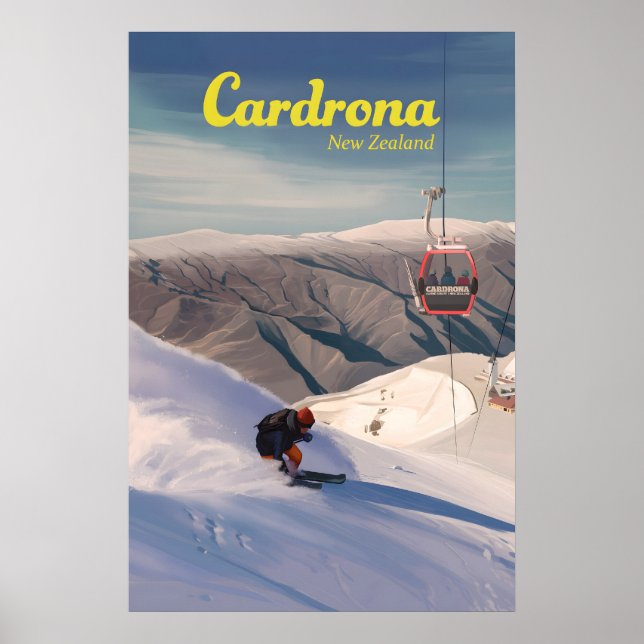 Póster de viaje del resort de esquí Cardrona (Frente)