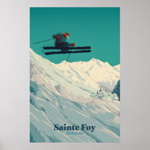 Póster de viaje del resort de esquí de Sainte Foy 