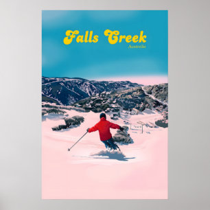 Póster de viaje del resort de esquí Falls Creek Au