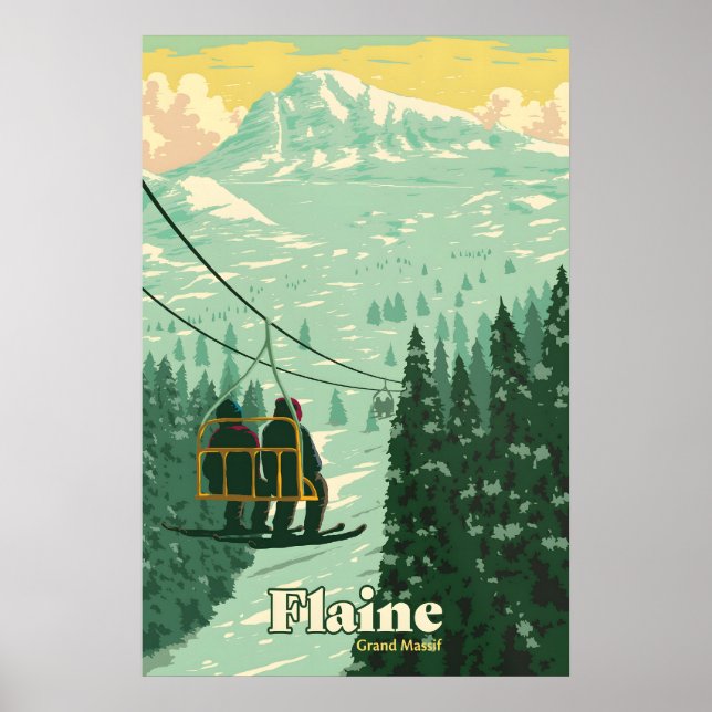 Póster de viaje del resort de esquí Flaine (Frente)