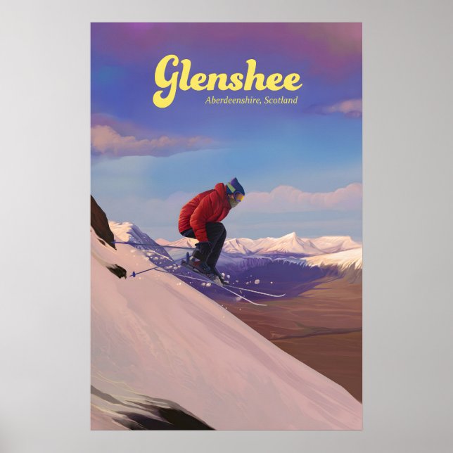 Póster de viaje del resort de esquí Glenshee Escoc (Frente)