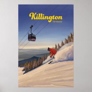 Póster de viaje del resort de esquí Killington Ver