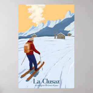 Póster de viaje del resort de esquí La Clusaz