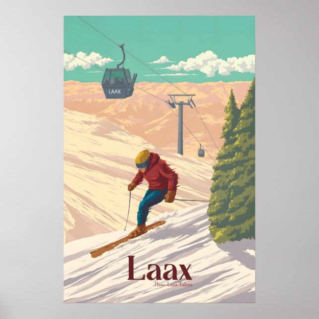 Póster de viaje del resort de esquí Laax (Frente)