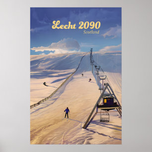 Póster de viaje del resort de esquí Lecht 2090 Esc