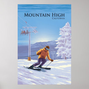 Póster de viaje del resort de esquí Mountain High 