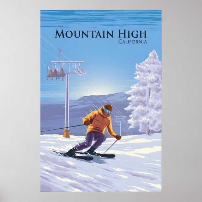 Póster de viaje del resort de esquí Mountain High  (Frente)