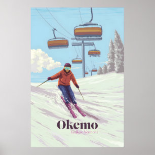 Póster de viaje del resort de esquí Okemo Vermont
