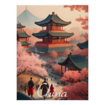 Póster de viaje del Templo de China