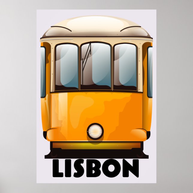 Póster de viaje del Tranvía amarillo de Lisboa (Frente)