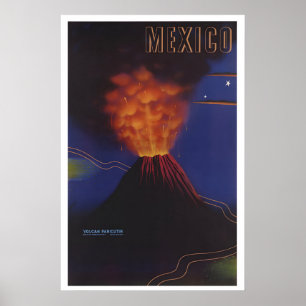 Póster de viaje del volcán Paricutin de México - E